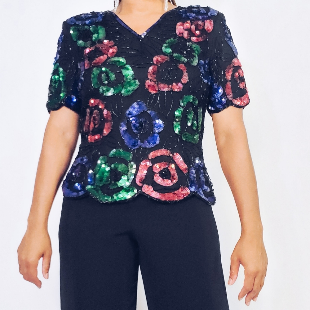 Floral Sequin Blouse - Picture 3 of 7